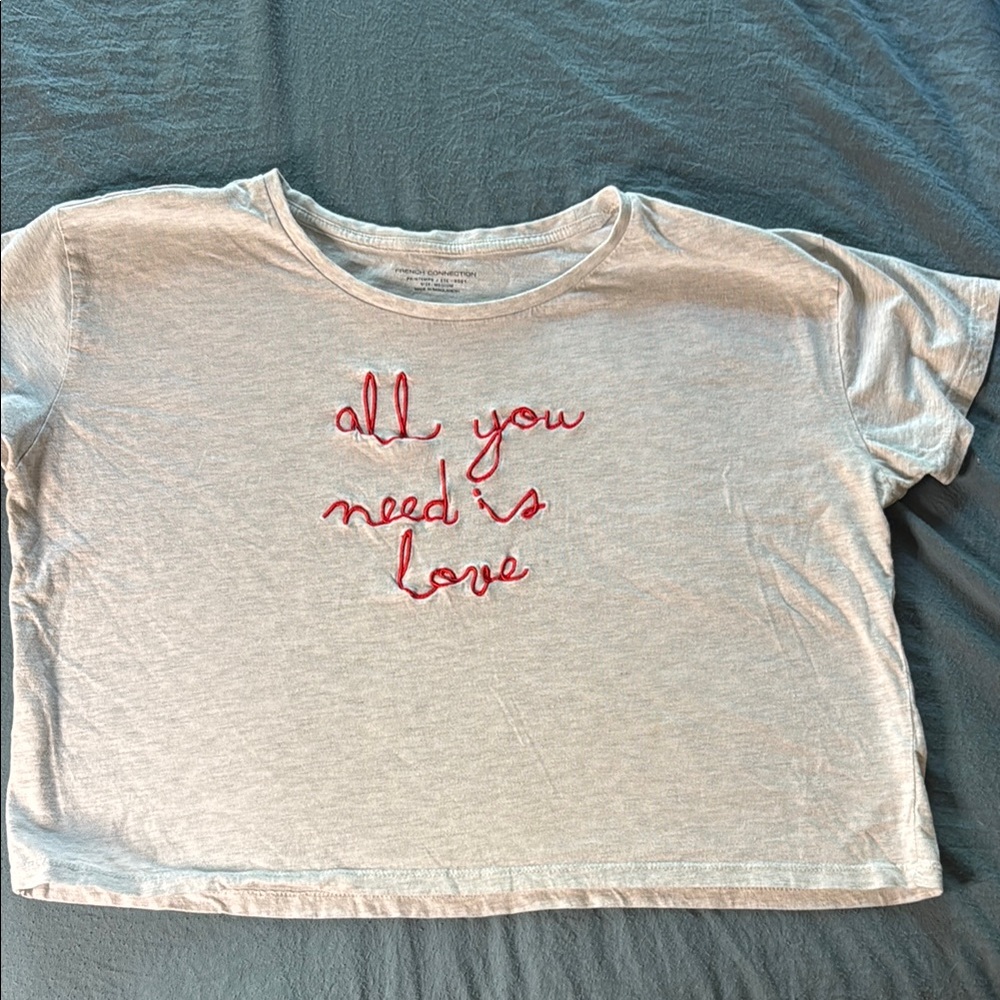 French Connection Red and Gray Short Sleeve Tee Casual Style